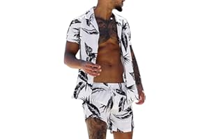 Alueeu Chandal Hombre Completo Verano 2023 Hawaiana Funky Estampado Conjunto Camisas de Manga Corta y Pantalones Cortos 2 Piezas Ropa Deportiva Casual Cómodo T Shirt Playa Vacaciones