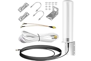 VUTLACE 4G 5G Antenna LTE Signal Booster Outdoor 12dBi MIMO Omnidirectional 698-2700MHz Antenna for 4G LTE 5G Router Modem, TS9 SMA CRC9 Adapter, Long Range Signal Reception