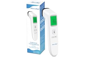 MomMed Termometro Digital, Termómetro Infrarrojo Sin Contacto Para Niños y Adultos, Termómetro Digital Con Pantalla LCD, con Alarma de Fiebre y Función de Recuperación de Memoria.