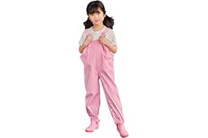 Katpost 1-11Years, Rain Pants for Kids Rain Trousers Unisex Waterproof Over Trousers Childrens Boys and Girls PU Rainwear for Outdoor Play Cute Dungarees Mud Dirty Proof Trousers