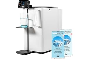 LANGWATER Purificateur d'eau & Minéralisation TheWell 2 - Filtration eau du robinet instantanée avec Osmose Inverse NSF58, UV, Distributeur eau chaude - Inclut osmoseur et 2 Packs de Minéraux Suisses