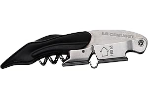 Le Creuset Sacacorchos sommelier 2 tiempos, Extrae el tapón de la botella de vino, WT110, Metal y Policarbonato, Negro, 59814011007061