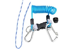 DEMERAS Cordino per Immersione Cordino Elastico Anti-Perso Cordino per Cordino Scuba Diving Lanyard Clip a Fibbia a sgancio rapido con moschettone in Acciaio Strumento di Emergenza di Sicurezza