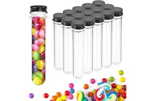 REFORUNG 15 PCS Tubos de Ensayo de Plástico con Tapa Tubo de Ensayo Laboratorio 70ML Tubos de Ensayo para Chuches Tubos de Prueba de Plástico Transparente para Perlas Dulces Flor Laboratorio