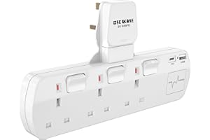 SE UKASE 3 Way Plug Extension with PD 18W USB-C, Surge Protection & Neon Indicator,UK Multi Plug Adaptor Max 2990W, Multiplug Socket Adapter Extender Wall Socket for Office, Kitchen,Bedroom