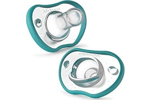 NANOBÉBÉ Nanobebe Baby Soothers 0-3 Month - Orthodontic, Curves Comfortably with Face Contour, Award Winning for Breastfeeding Babies, 100% Silicone - BPA Free. Perfect Baby Gift 2pk,Teal