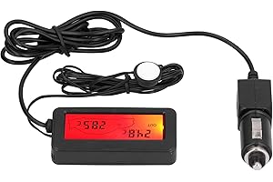 Hapivida Digital Auto Thermometer, LCD Display with Backlight, 12V Electronic Inside and Outside Temperature Meter for PC Computer Aquarium Truck Vehicle