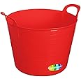 CrazyGadget® 42L 42 Litre Large Flexi Tub Garden Home Flexible Colour Rubber Storage Container Bucket - MADE IN U.K. (Without Lid, Red)