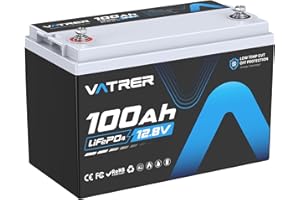 ‎VATRER POWER VATRER POWER LiFePO4 12V 100AH Low Temp Cut-Off Lithium Batterie mit 100A BMS 5000+ Tiefzyklus Lithium Akku 1280W für Wohnmobil, Camping, Boot, Solare Heimanlagen