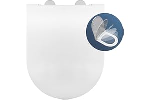 ESTOLI TAPA WC COMPATIBLE CIERRE SUAVE | ANTIBACTERIANA | BISAGRA AMORTIGUADA AJUSTABLE Y EXTRAÍBLE | FÁCIL INSTALACIÓN Y LIBERACIÓN RÁPIDA | ASIENTO INODORO FORMA D-U | MATERIAL DE CALIDAD | 44 x 36 x 5 cm