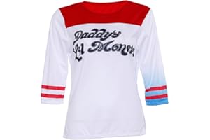 ZEE FASHION Womens Red & Blue Halloween Costume Metallic Shiny Suicide Squad Multi Color Hot Sexy Shorts & Leggings