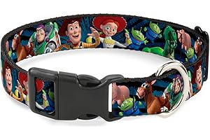 Buckle-Down Plastikowy klips Collar - Toy Story Characters Running2 Denim Rays - 1" Wide - Fits 15-26" Neck - Large