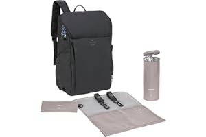 LÄSSIG Baby Wickelrucksack mit Wickelunterlage, Kinderwagenbefestigung und Flaschenhalter/GRE Slender Up Backpack