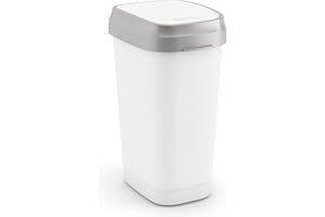 Kis Dual Swing Bin M - Pattumiera Basculante Per Sacchetto Da 25 Lt, Doppia Opzione Di Apertura - 26X37,5X48,5H Bianco