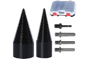 Roadtime Holzspalter-Bohrer-Set, 32 mm 42 mm Bohrkegel Holzspalter, Kegelspalter, Stufenbohrer mit 4 Adapter, Brennholzspalter-Bohrer (Schwarz)