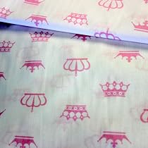 Weicher Baumwollstoff Mit Kronenmuster Für Kinder - 160 Cm Breit, Rosa - Ab 50 Cm Bestellbar