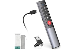 Skaaisont Fernbedienung für Computer, Powerpoint, Präsentator, mit Hyperlink und Stummschalttaste, für Präsentation, Unterricht, Büro, Konferenz etc. (Gehäuse aus Metall)