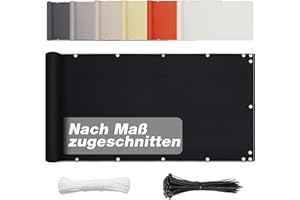Aiyaoo Balkonabdeckung Sichtschutz 75 x 350cm Balkonumspannung Sichtschutz 100% PrivatsphäRe. Pflegeleichtes, für den Gartenzaun oder Balkon - Schwarz