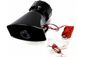 YIYDA Car Horn 12V Corno di allarme remoto Corno per auto Sirena di allarme 7 Toni 100W Forte Allarme di avvertimento per auto di sirena antincendio della polizia con telecomando marrone Altoparlante