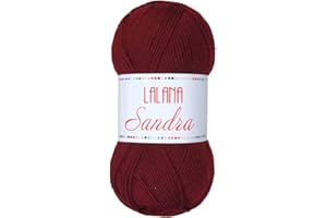 Hilo de Acrilico Ovillo de lana para Tejer Crochet Ganchillo o Punto Torrijo SANDRA 100g, Ovillo de Lana Suave Acrílica para Tejer | 1 Unidad, Color 1797-GRANATE