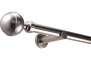 Deco-Raum Gardinenstange auf Maß 25mm Wandträger Style Rohr Endstück Kugel edelstahl-optik nach Maß gefertigt, ohne Ringe 60 cm