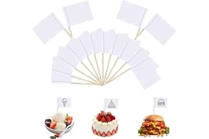 chenyu 300 Pcs Palillos para Aperitivos Palillo de Dientes en Blanco Banderas Cena Buffet con Cócteles de SáNdwich de Queso Mini Bandera de Palillo de Dientes