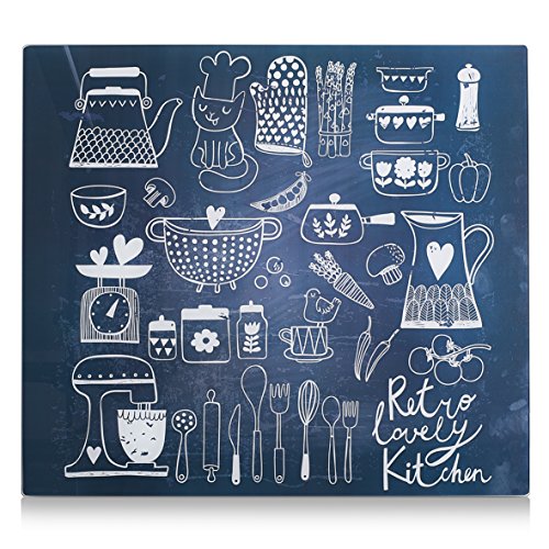 Zeller 26309 Herdblende-/Abdeckplatte Lovely Kitchen, Glas, ca. 56 x 50 cm