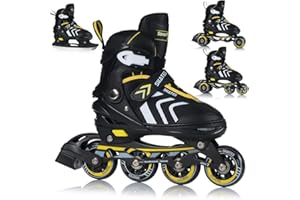SPORTRIKE Inline Skates 4-in-1 Roller Skates Inline Skates Ice Skates Adjustable Children Adults ABEC7 Bearings Sizes 29-43