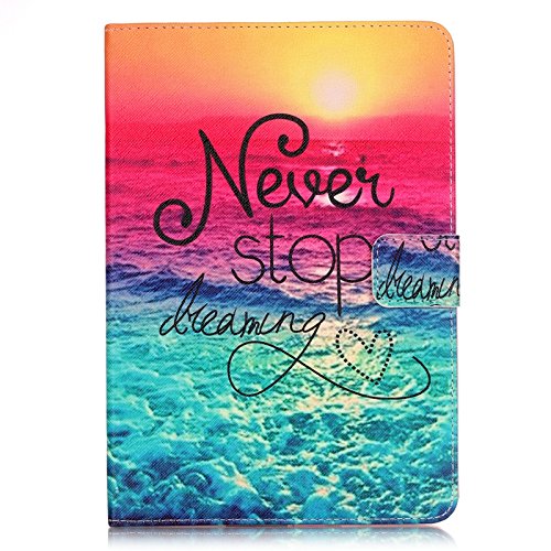 iPad Air Hülle, Deenor Bunt Painting und Stilvoll Brieftasche Tasche PU Leder Flip Protective Stand Tasche Schutzhülle Hülle für Apple iPad Air (2013 Version).[Green Sea] - 2