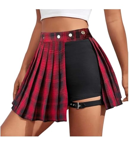 Asymmetrischer Faltenrock Mit Schnallen - Gothic Style Für Festivals