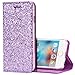 Produktbild iPhone SE Hülle,iPhone 5S Schutzhülle,KunyFond Ledertasche Flip Case Schutzhülle Brieftasche im BookStyle Retro SchönSparkle Bling Glänzend Glitzer PU Leder Hülle Handytasche Kunstleder Lederhülle Folio PU Leather Wallet Case Schutz PU Lederhülle Handyhülle Schale Bumper Dünn TPU Back Rückseite Tasche Ständer Etui mit Standfunktion Karteneinschub und Magnetverschluß Anti-Scratch Shell Etui Pouch Flip Klapp Cover für Apple iPhone SE/5S/5,Lila