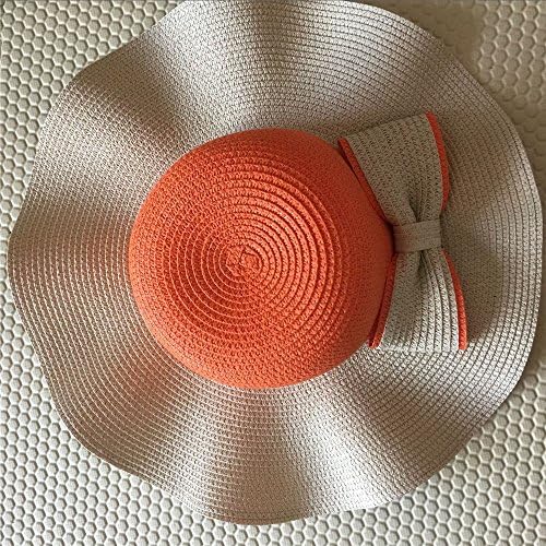 OSISDFWA The Eaves Hat Autumn Large Bow Tie Beach Hat Female Awnings Sunshade Cap Travel Hat, Orange Hats