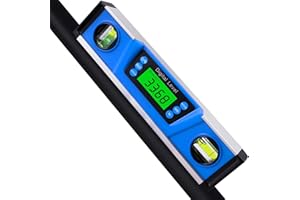 EOUTIL Blue Digital Torpedo Level – 10-Inch Magnetic Smart Protractor with Backlit LCD, V-Groove Base, Audio Alert, IP54 Rated – for Construction, Framing & DIY