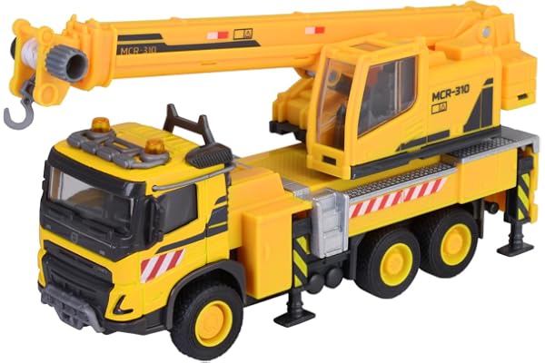 Majorette Volvo FMX Truck Crane (22 cm) - Grand véhicule de Chantier avec Bras de Grue Extensible, treuil, Roue Libre et Pneu en Caoutchouc - Jouet de Grue pour Enfants à partir de 3 Ans