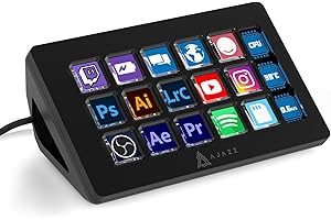 AJAZZ AKP153, Streamer Studio Controller Deck, 15 Macro Keys, Versatile Side Screen, Trigger Actions in Software Like OBS, Twitch, for Content Creators, Streaming, Gaming, Works with Mac/Win/PC, Black