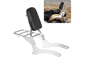 DSISIMO Chrome Passenger Backrest Motorcycle Sissy Bar With Luggage Rack And Backrest Pad Compatible For Yamaha VStar Dragstar XVS 1100 Custom Classic 2000-2011
