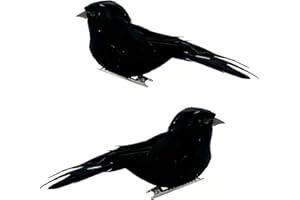LWINGFLYER Artificial Crow Birds Halloween Crows Decorations Realistic Raven Decoration Artificial crow for Indoor Outdoor Party（2PCS）