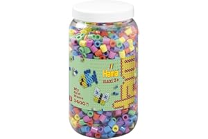 ‎HAMA Hama Perlen 8541 Bügelperlen Dose mit ca. 1.400 bunten Maxi Bastelperlen mit Durchmesser 10 mm im Pastellmix, kreativer Bastelspaß für Groß und Klein