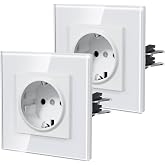 BSEED Wall Plug with Glass, Standard Recessed Sockets, Hook Installation, Screwless Connection, Child Safety, E-Series, 1 Plu