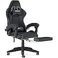 bigzzia Ergonomic Gaming Chair - Gamer Chairs with Lumbar Cushion + Headrest, Height-Adjustable Office & Computer Chair for Adults (with footrest, Black)