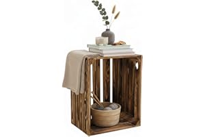 Teramico Geflammte Holzkisten Weinkisten Obstkisten mit Mittelbrett/Zwischenbrett Ablage für Aufbwahrung Schuhregal (50er / 1er Set, Ohne Ablage)