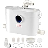 VEVOR 900 W Toilet Crusher Pump with 4 Water Inlets, Flow Rate of 48 GPM, Height 12 m, Upstream Discharge Machine for Waste W