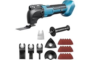 Multifunktionswerkzeug akku für Makita 18V Akku (Ohne Akku), Oszillationswerkzeug Akku mit 23 Zubehör, 6 Einstellbare Geschwindigkeiten Multitool zum Entfernen, Schaben, Schneiden