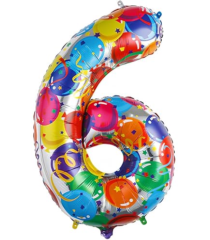 Palloncino Numero 6 Compleanno - 82 Cm Multicolore Metallizzato - Per Feste Di 6 Anni - Decorazione Ad Aria - Foto 5