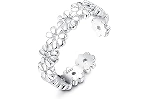 MILACOLATO Bagues D'orteils En Argent 925 Pour Femme Fille Ouvert Réglable Hypoallergénique Zirconium Vague Fleur Coeur Bande Manchette Orteil Anneaux Été Plage Pieds Nus Sandales Bijoux De Pied