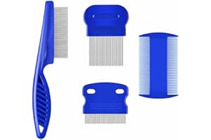 RIXOTIX Pettine per pulci per cani e gatti, pettine per pidocchi, pettine per pulci, pettine per la rimozione delle pulci, pettine per pidocchi, pettine per pulci, pettine in acciaio inox