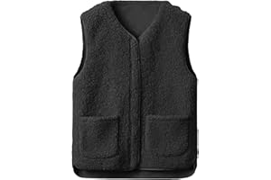 Yutdeng Gilet sans Manche Femme Zippé Gilet en Molleton Polaire Manteaux sans Manche Gilet Femme Hiver Sherpa Gilets Chaud Filles Automne Veste Matelassée Classique Blouson Casual Couleur Unie Poches