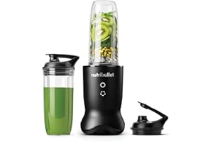 ‎NUTRIBULLET nutribullet Ultra NB1206MB, mikser z pojemnikiem z tritanu, ostrza ze stali nierdzewnej, elektryczny mikser do smoothie, pojemnik 900 ml i 700 ml, 2 pokrywki To-Go, 1200 W, szary
