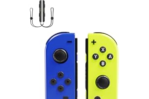Yeerain Manette pour Switch, L/R Manette Switch Sans Fil Compatible avec Switch/OLED/Lite avec Gyroscope à 6 Axes/Double Vibration/Activation/Capture d'écran Fonction-Bleu et Jaune