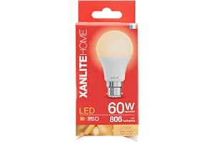 Xanlite Ampoule LED A60 Standard Culot B22 - Ampoules Baïonnette Angle D'Éclairage 240° - Ampoule B22 10W Équivalant 60W - Ampoule LED B22 806 Lumens - Ampoule Baionnette Lumière Blanc Chaud - EB806G